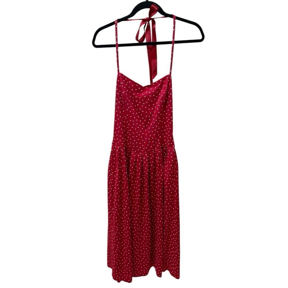 Vintage Laura Ashley Red Polka Dot Halter Dress. Custom Altered. Sz 8